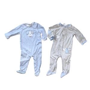 Mayoral Newborn twins Light Blue Embroidered Baby Sleeper Set of 2 (6-9M)
